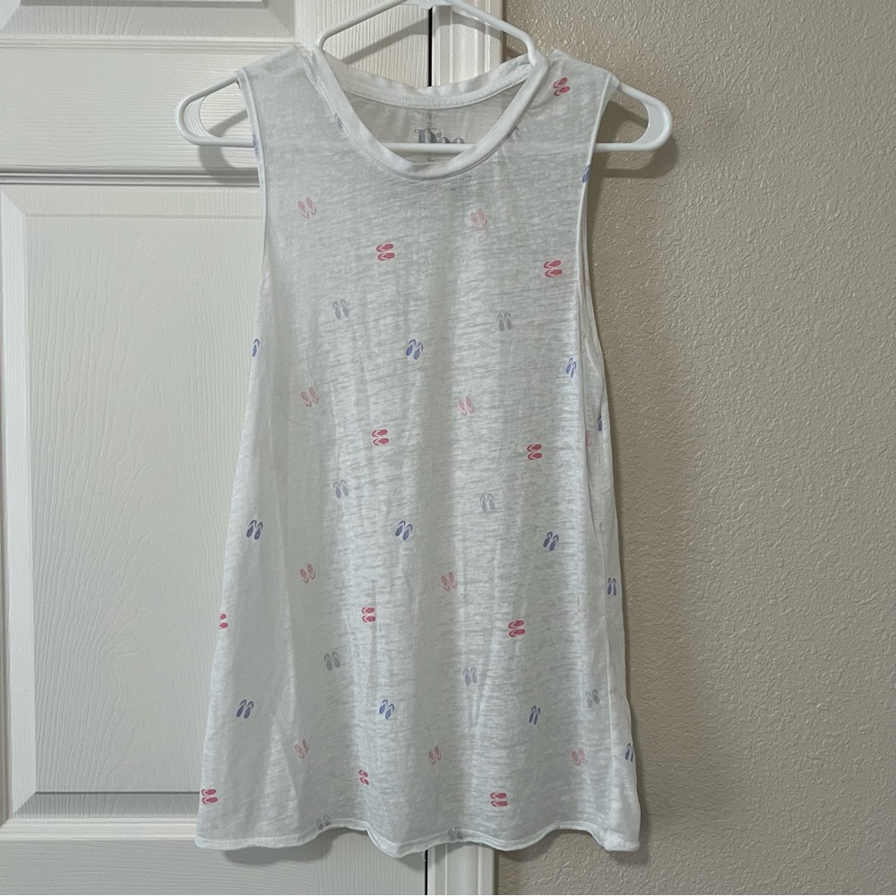 Doe. Women’s Sheer Tank Top with Flip Flop Confetti Design - XS